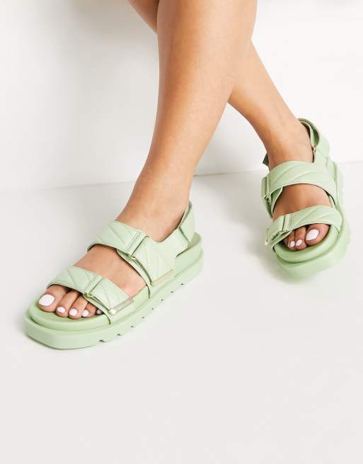 Stradivarius padded grandad sandal in green