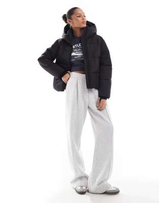 Stradivarius Padded Jacket With Hood In Black