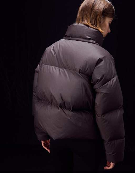 Stradivarius Padded jacket with scarf in brown, 3 of 7