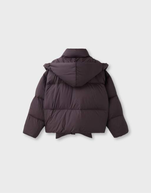Stradivarius Padded jacket with scarf in brown, 7 of 7