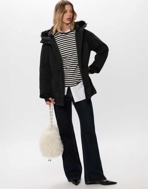 Stradivarius Padded parka in black - view 1