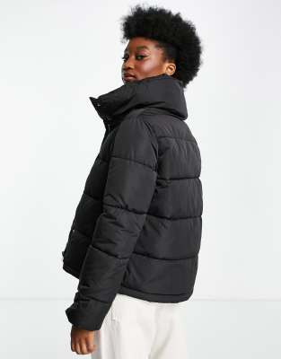 stradivarius black puffer coat