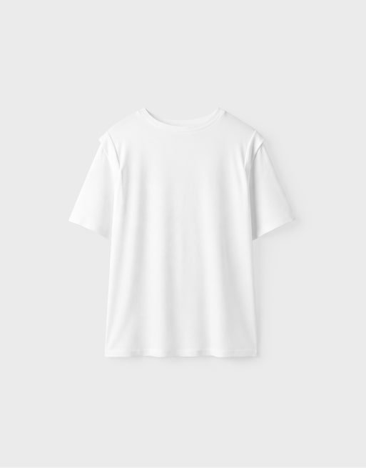 Stradivarius Padded shoulder t-shirt in ecru, 6 of 7