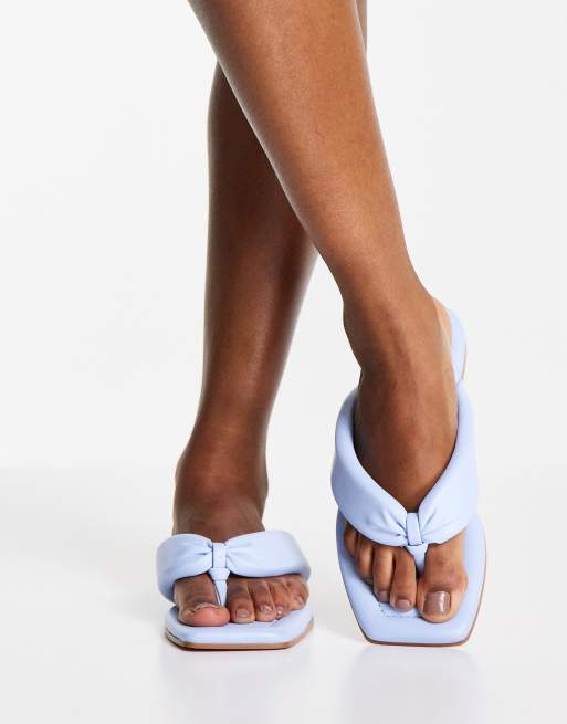 Stradivarius padded thong sandal in blue ASOS