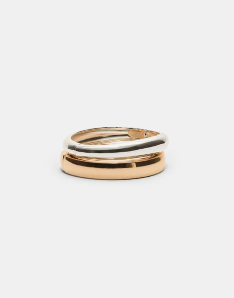 Stradivarius - Pakke med 2 guldfarvede metalarmbånd - view 1