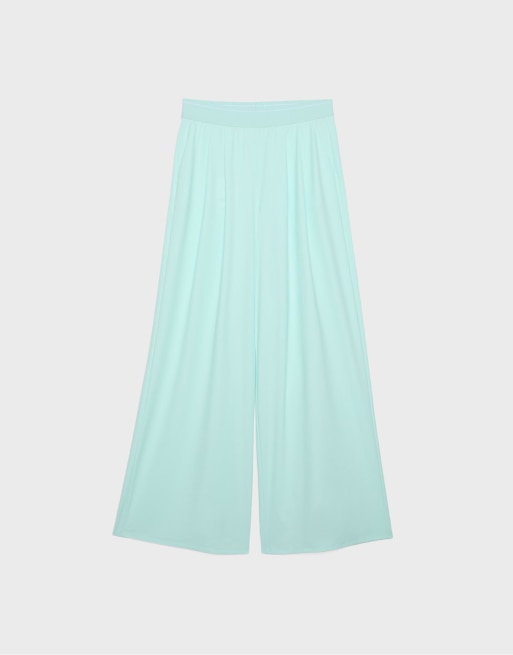 Stradivarius Palazzo jogger trousers with elastic waistband in pastel green, 6 of 7