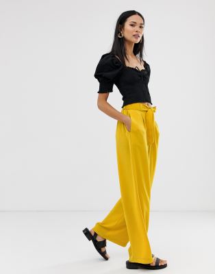 Zara yellow best sale palazzo trousers