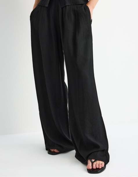 Stradivarius - Palazzobroek met figuurnaden in zwart - view 1