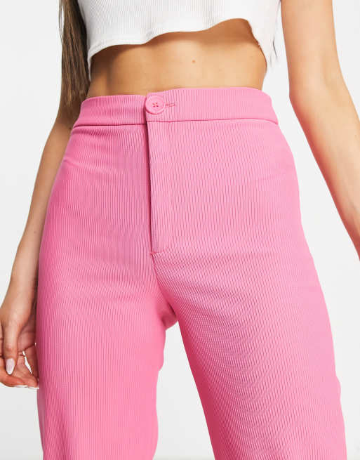 Stradivarius - Pantalon ajusté à ourlet fendu - Rose, 3 de 4