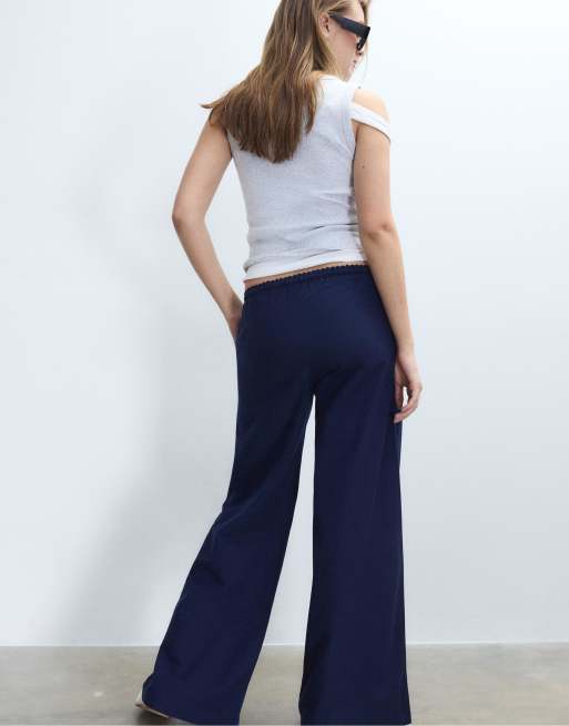 Stradivarius - Pantalon ample - Bleu foncé, 3 de 4