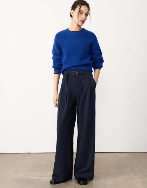 Stradivarius - Pantalon ample habillé avec boucle - Bleu - view 1