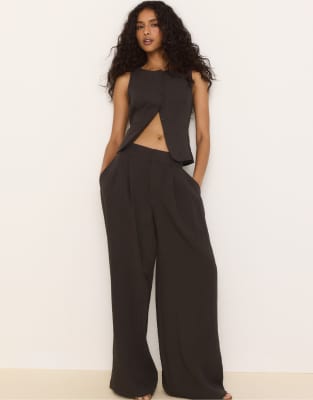 Pantalon ample style champêtre à boutons ajustables - Marron 38