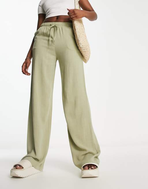 Pantalon lin 2024 vert femme