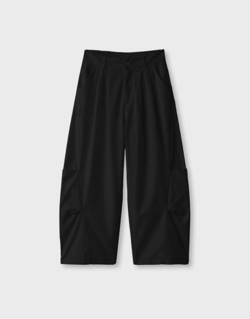 Stradivarius pantalon barrel 100 % coton noir, 6 de 7