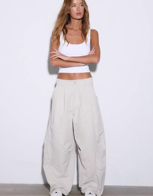 Stradivarius - Pantalon barrel habillé - Taupe, 2 de 4