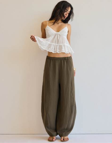 Stradivarius - Pantalon bouffant en lyocell mélangé - Kaki - view 1