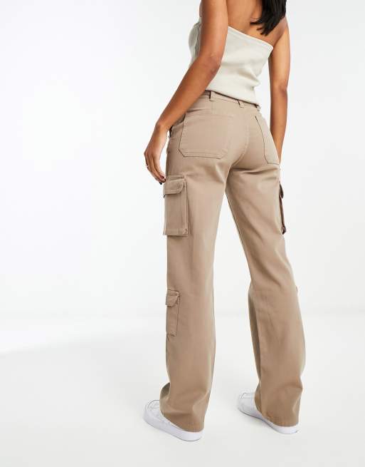Stradivarius - Pantalon cargo droit avec taille réglable - Taupe, 2 de 4