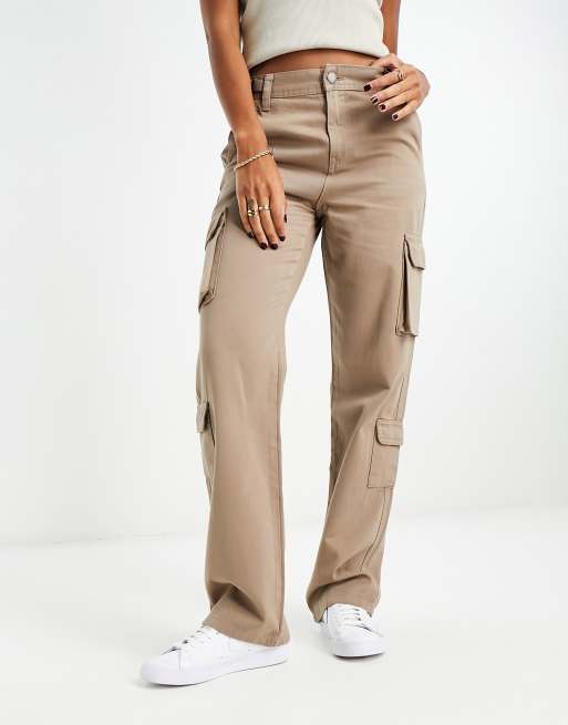Stradivarius - Pantalon cargo droit avec taille réglable - Taupe, 3 de 4