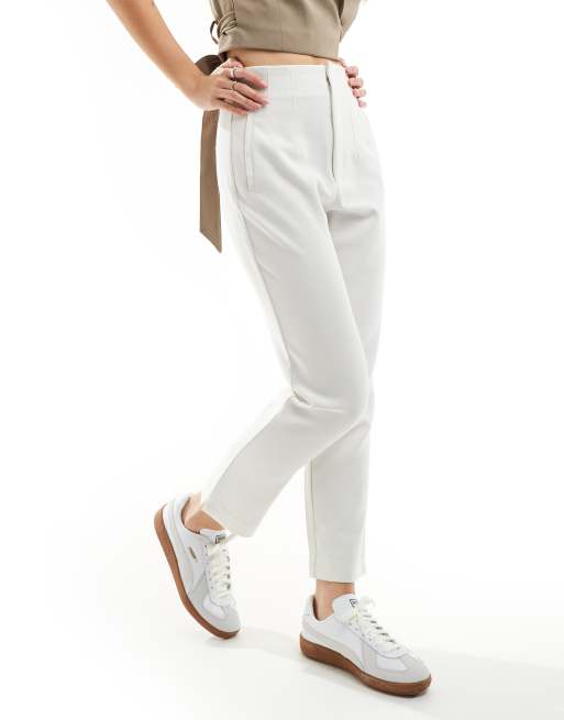 Stradivarius Pantalon cigarette ajuste Blanc ASOS