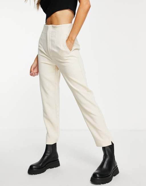 Stradivarius Pantalon cigarette ajuste Ecru