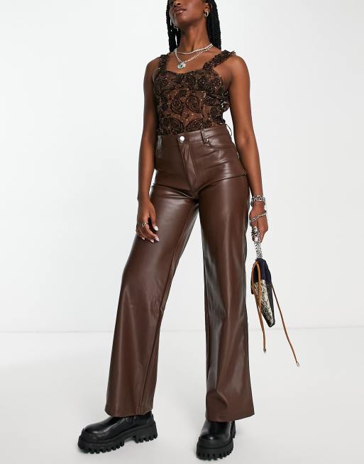 Pantalon marron stradivarius sale