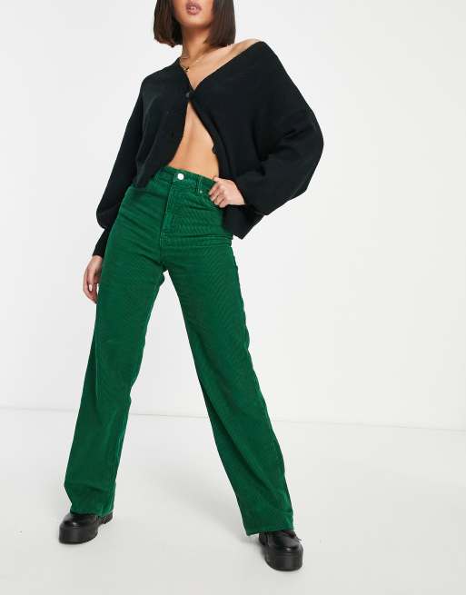 Pantalon jogging en velours côtelé fille - vert, Fille