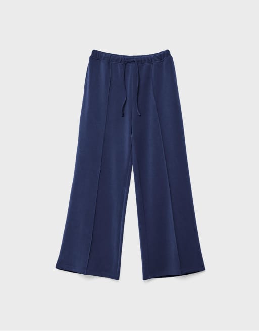 Stradivarius - Pantalon de jogging ample et doux au toucher à surpiqûres à l'avant - Bleu marine, 6 de 7