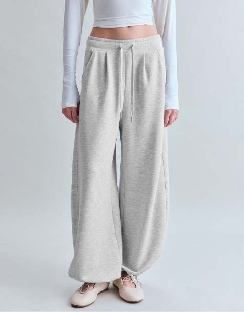 Stradivarius pantalon de jogging barrel doux au toucher gris chiné - view 1