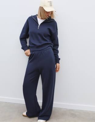 Stradivarius - Pantalon de jogging large - Bleu foncé-Bleu marine