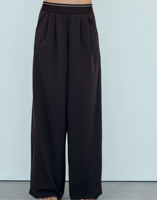 Stradivarius - Pantalon de jogging palazzo à taille élastique - Noir, 2 de 4