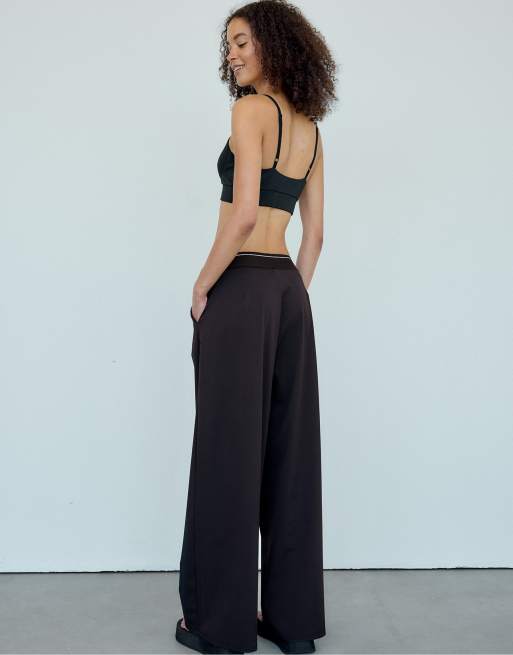 Stradivarius - Pantalon de jogging palazzo à taille élastique - Noir, 3 de 4