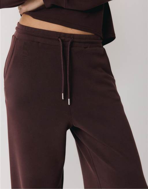Stradivarius - Pantalon de jogging palazzo doux au toucher - Marron, 4 de 4