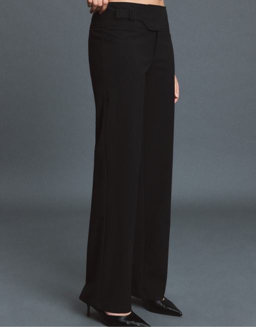 Stradivarius pantalon droit à rayures avec détail boucle noir, 2 de 7