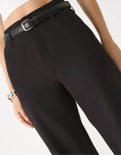 Stradivarius - Pantalon droit élégant avec ceinture - Noir, 2 de 4