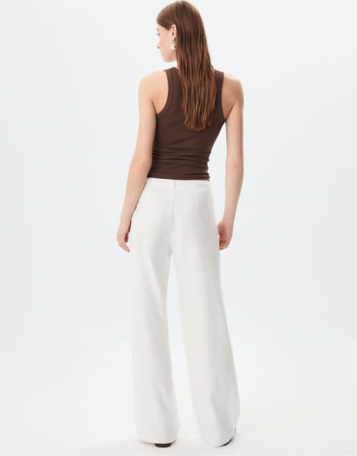 Stradivarius - Pantalon droit en lin mélangé - Écru, 3 de 4