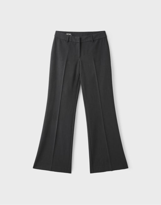 Stradivarius pantalon droit évasé taille basse habillé gris foncé, 6 de 7