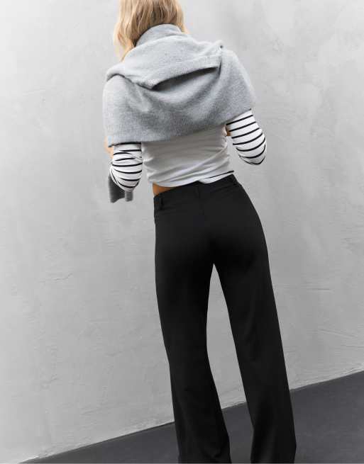 Stradivarius - Pantalon droit slim chic - Noir, 3 de 4