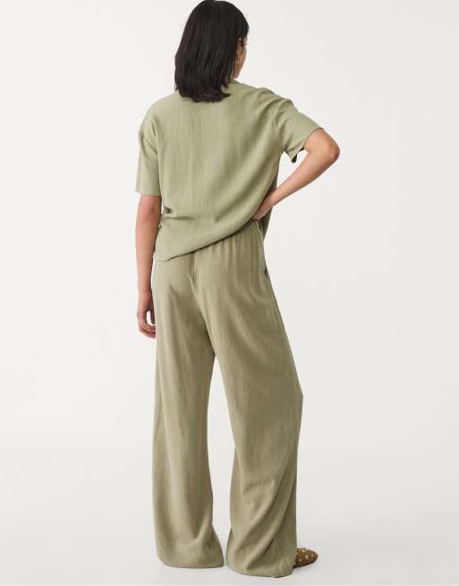 Stradivarius - Pantalon en lin mélangé - Kaki, 3 de 7