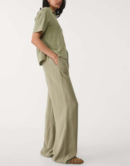Stradivarius - Pantalon en lin mélangé - Kaki, 5 de 7