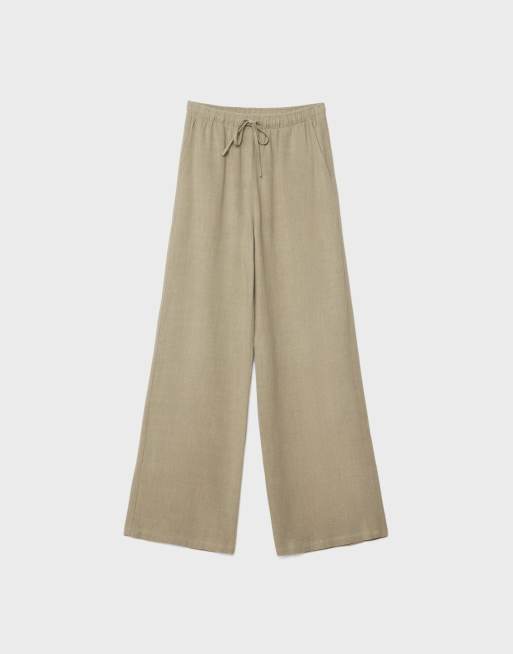 Stradivarius - Pantalon en lin mélangé - Kaki, 6 de 7
