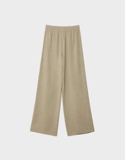 Stradivarius - Pantalon en lin mélangé - Kaki, 7 de 7