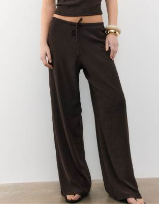 Pantalon fluide effet froissé - Marron-Brown L