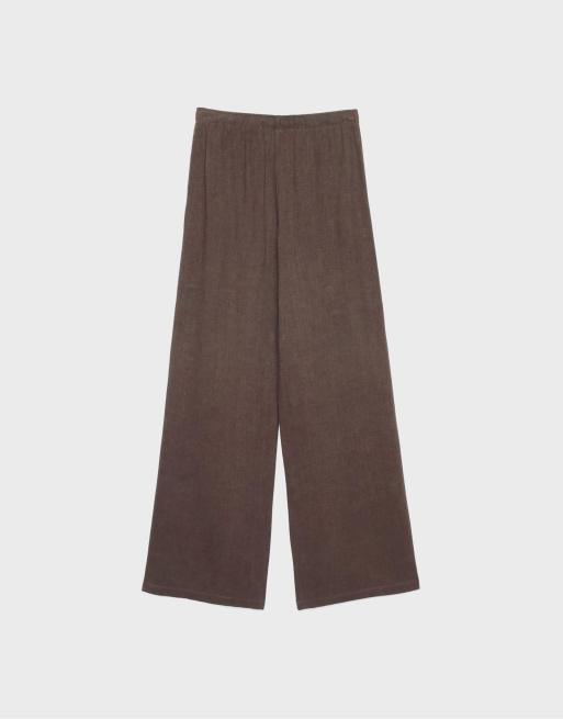 Stradivarius - Pantalon fluide en lin mélangé - Marron, 7 de 7