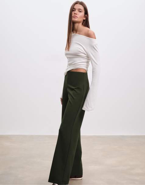 Stradivarius - Pantalon habillé ample - Vert - view 1
