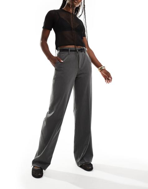 Stradivarius - Pantalon habillé avec ceinture - Gris - view 1