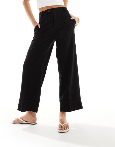 Stradivarius - Pantalon habillé avec ourlets à revers - Noir - view 1