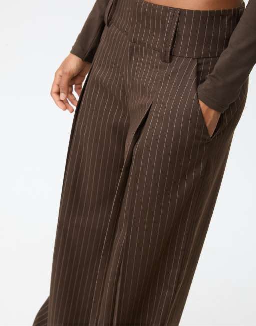 Stradivarius - Pantalon habillé avec taille à rayures - Marron, 2 de 4