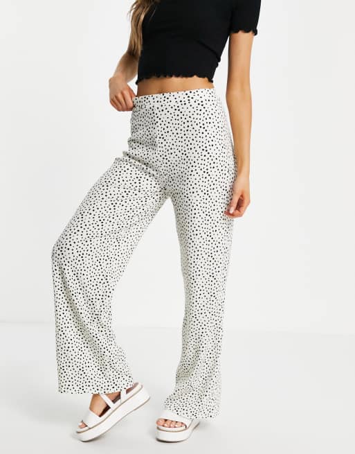 Stradivarius - Pantalon large coupe décontractée à pois - Blanc, 4 de 4