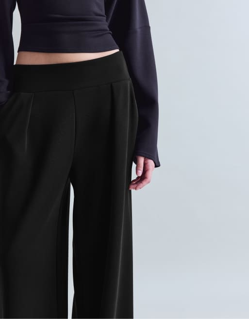 Stradivarius pantalon large doux au toucher avec pinces noir, 4 de 7