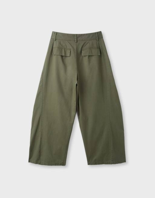 Stradivarius - Pantalon large en coton 100% - Kaki, 7 de 7